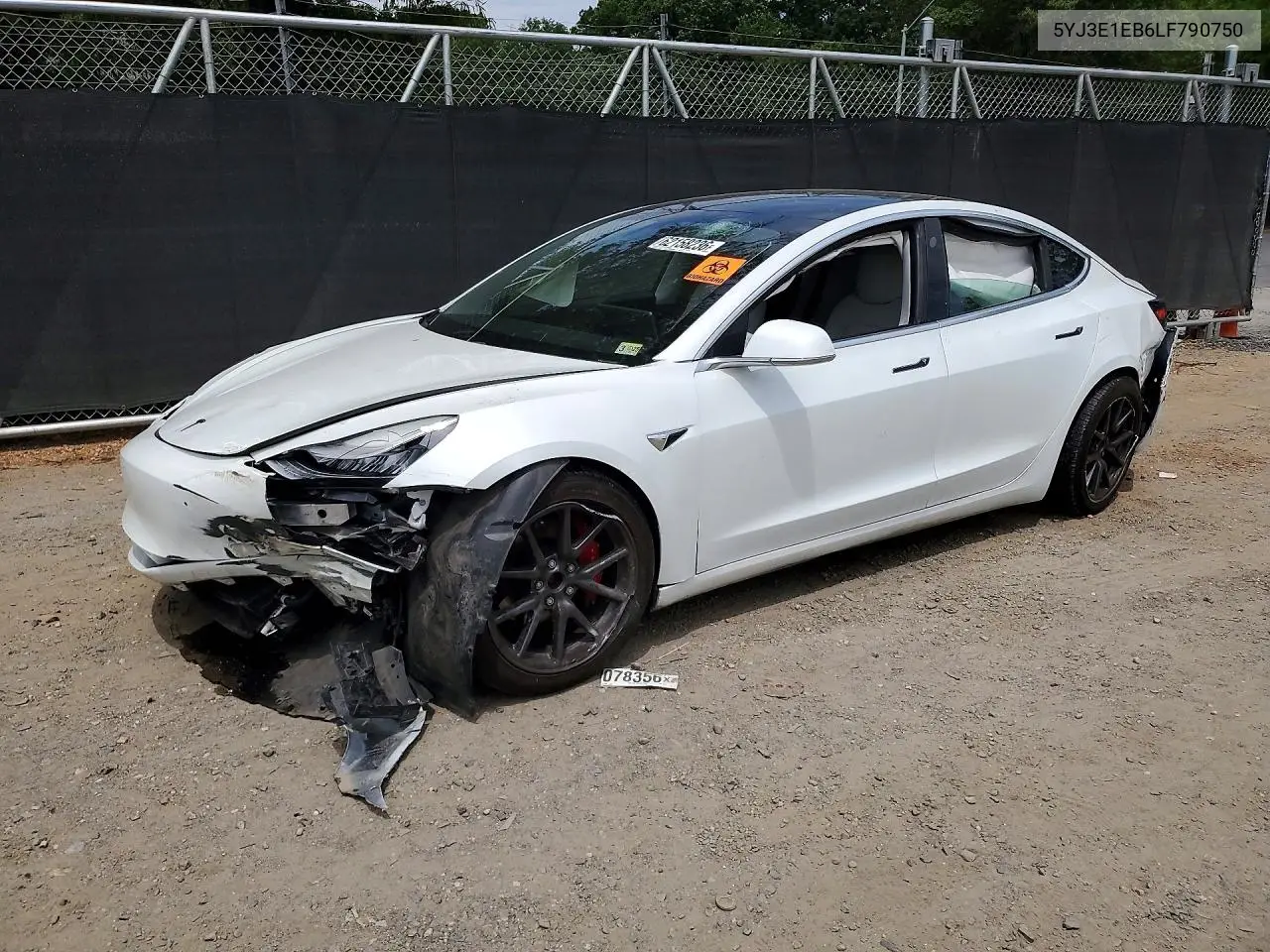 TESLA MODEL 3 2020, VIN 5YJ3E1EB6LF790750