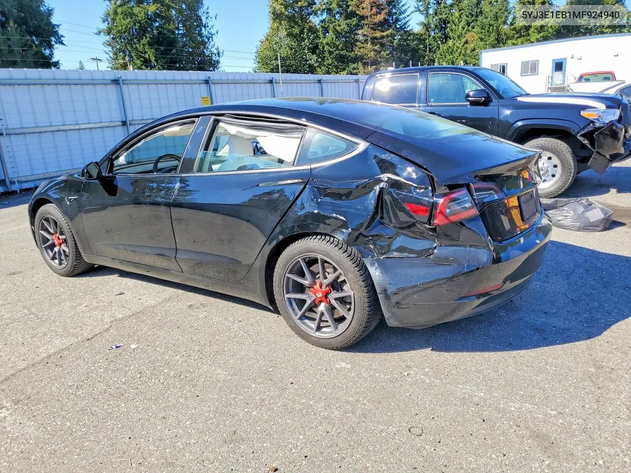 2021 TESLA MODEL 3 VIN 5YJ3E1EB1MF924940 — фото 2