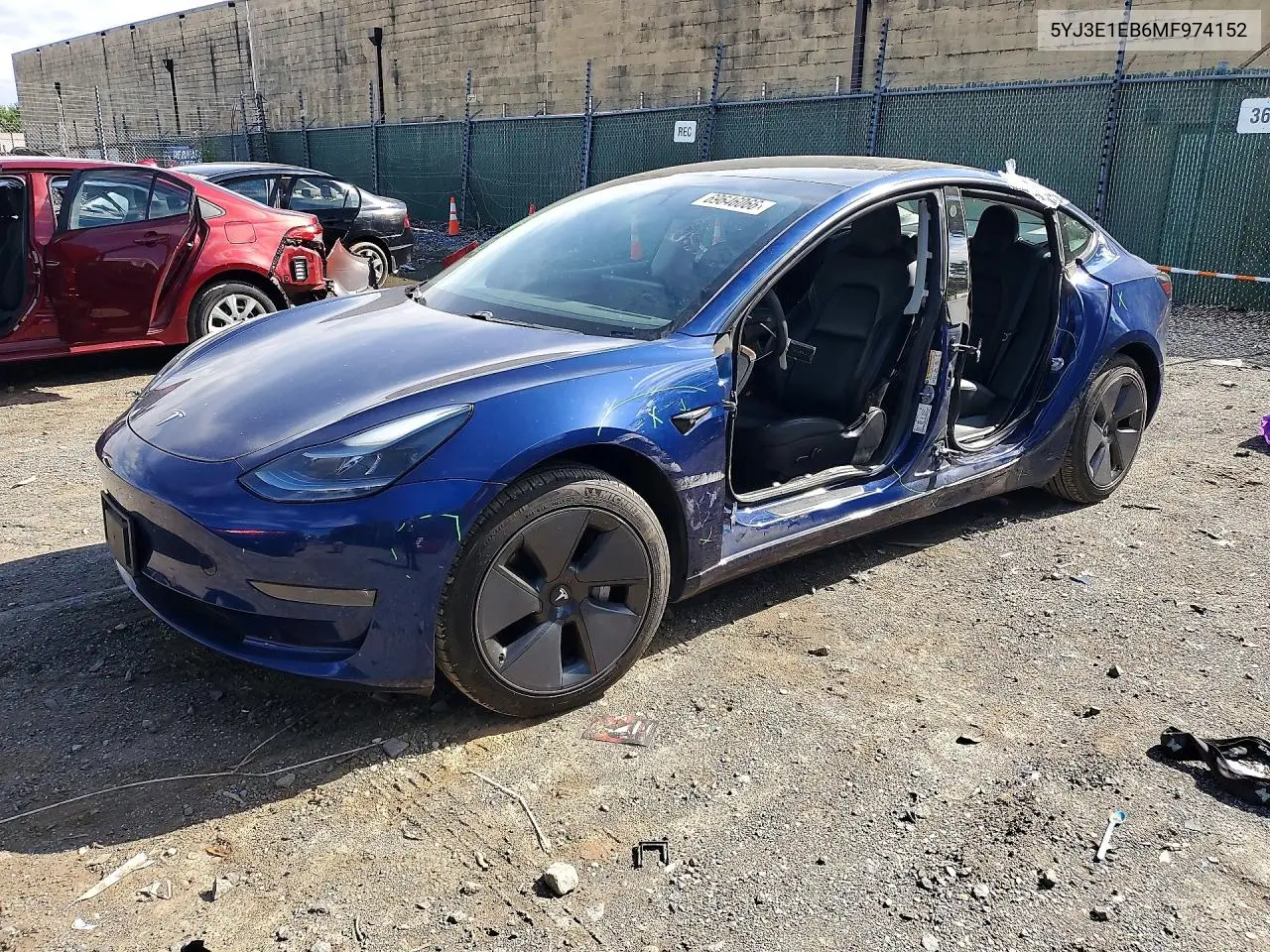 TESLA MODEL 3 2021, VIN 5YJ3E1EB6MF974152