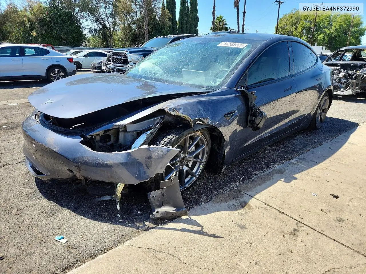 TESLA MODEL 3 2022, VIN 5YJ3E1EA4NF372990
