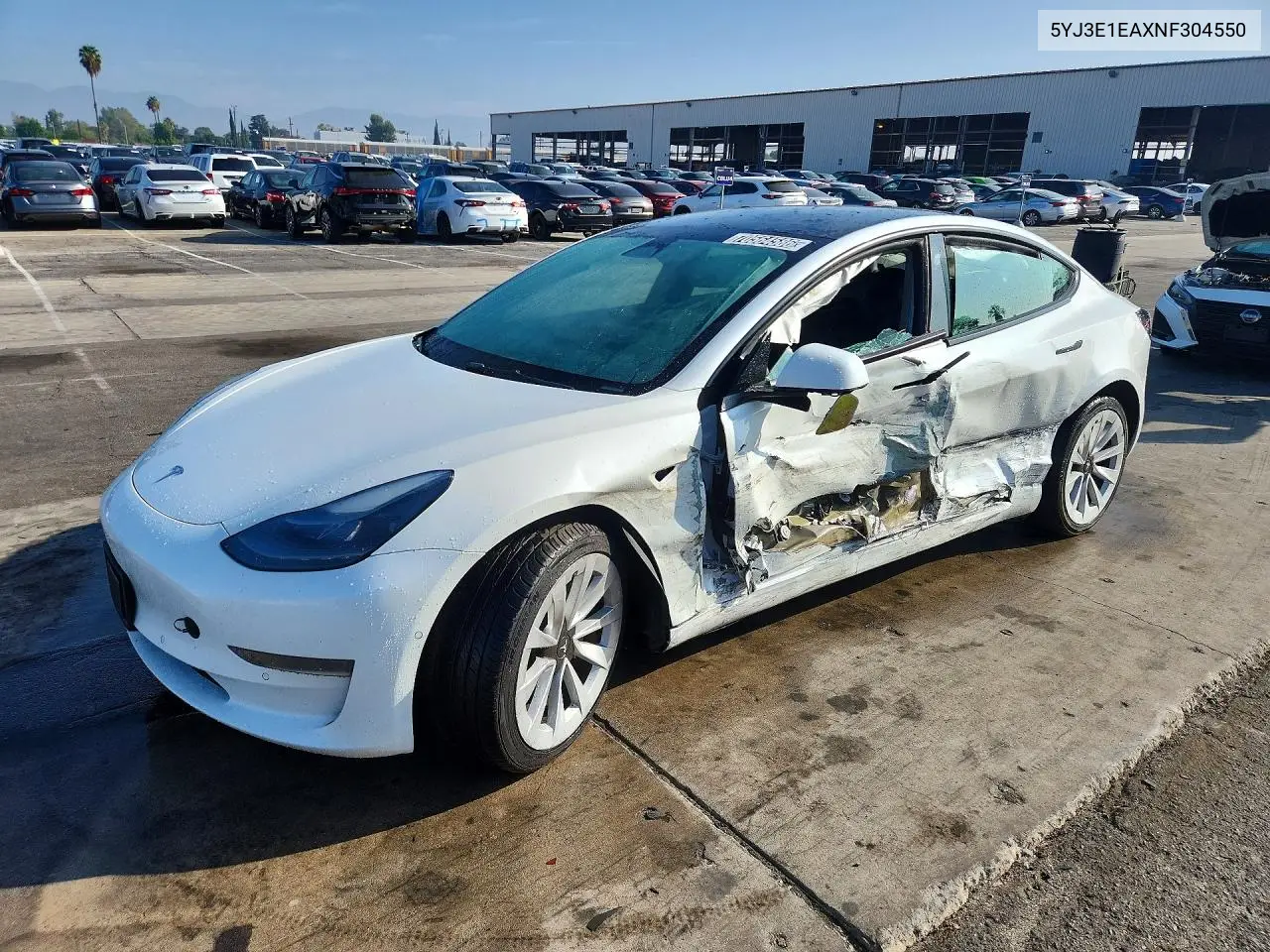 TESLA MODEL 3 2022, VIN 5YJ3E1EAXNF304550