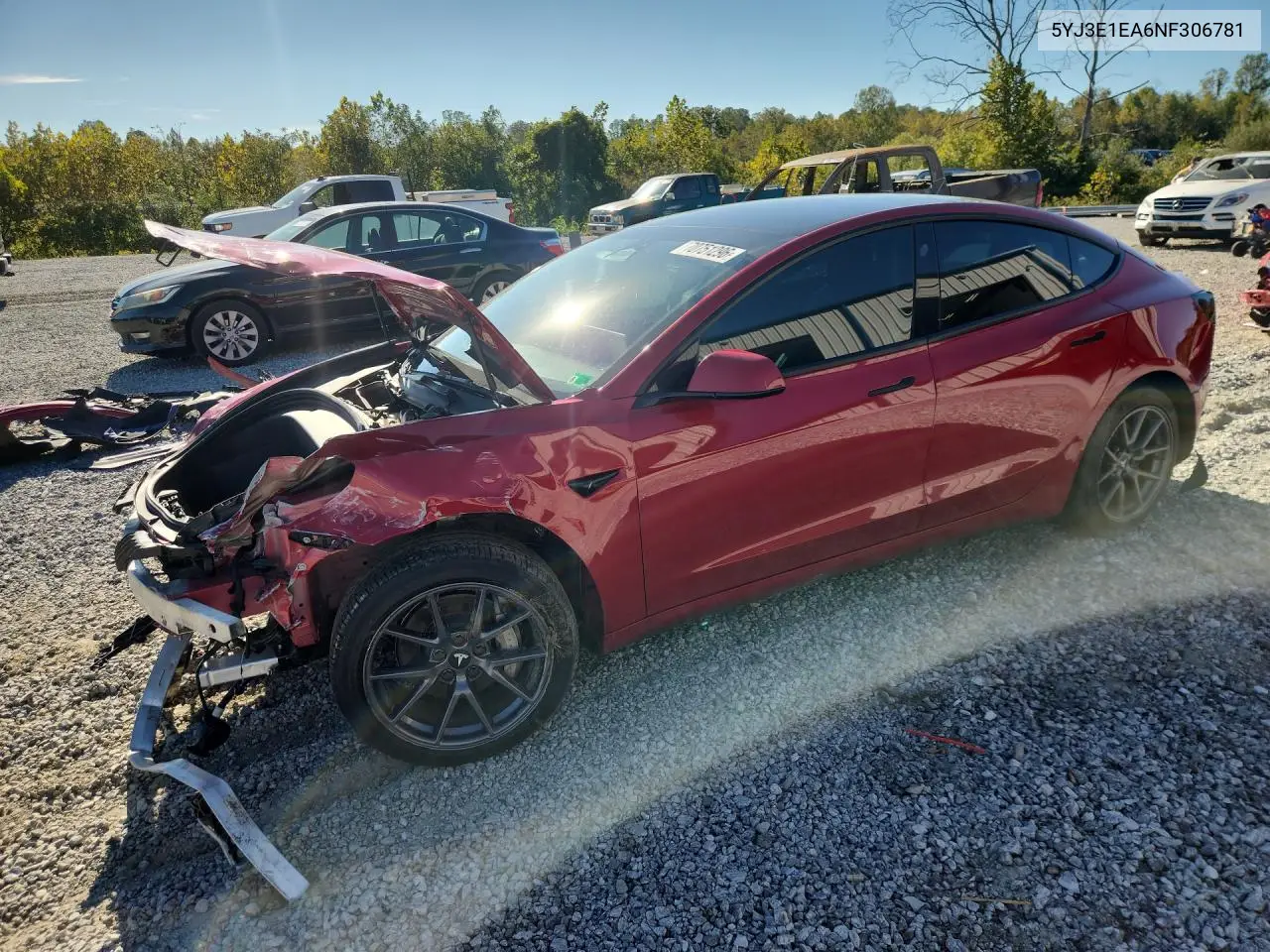 TESLA MODEL 3 2022, VIN 5YJ3E1EA6NF306781