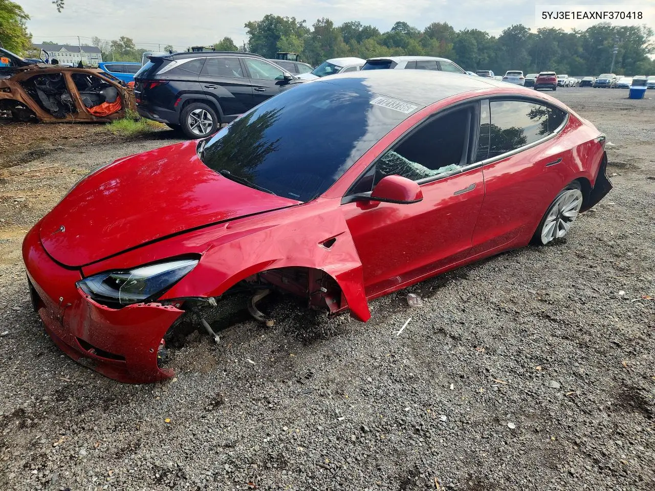 TESLA MODEL 3 2022, VIN 5YJ3E1EAXNF370418