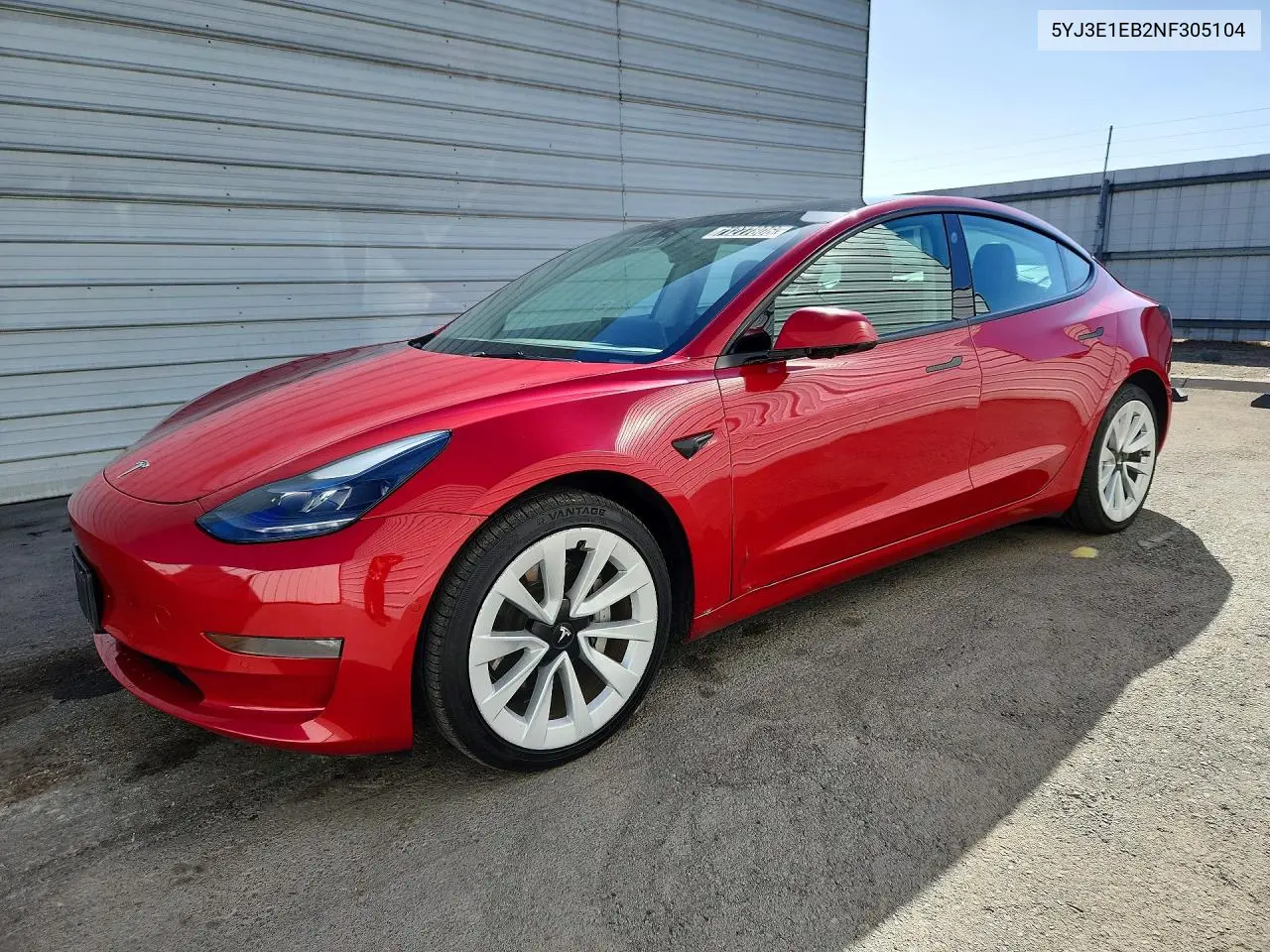 TESLA MODEL 3 2022, VIN 5YJ3E1EB2NF305104