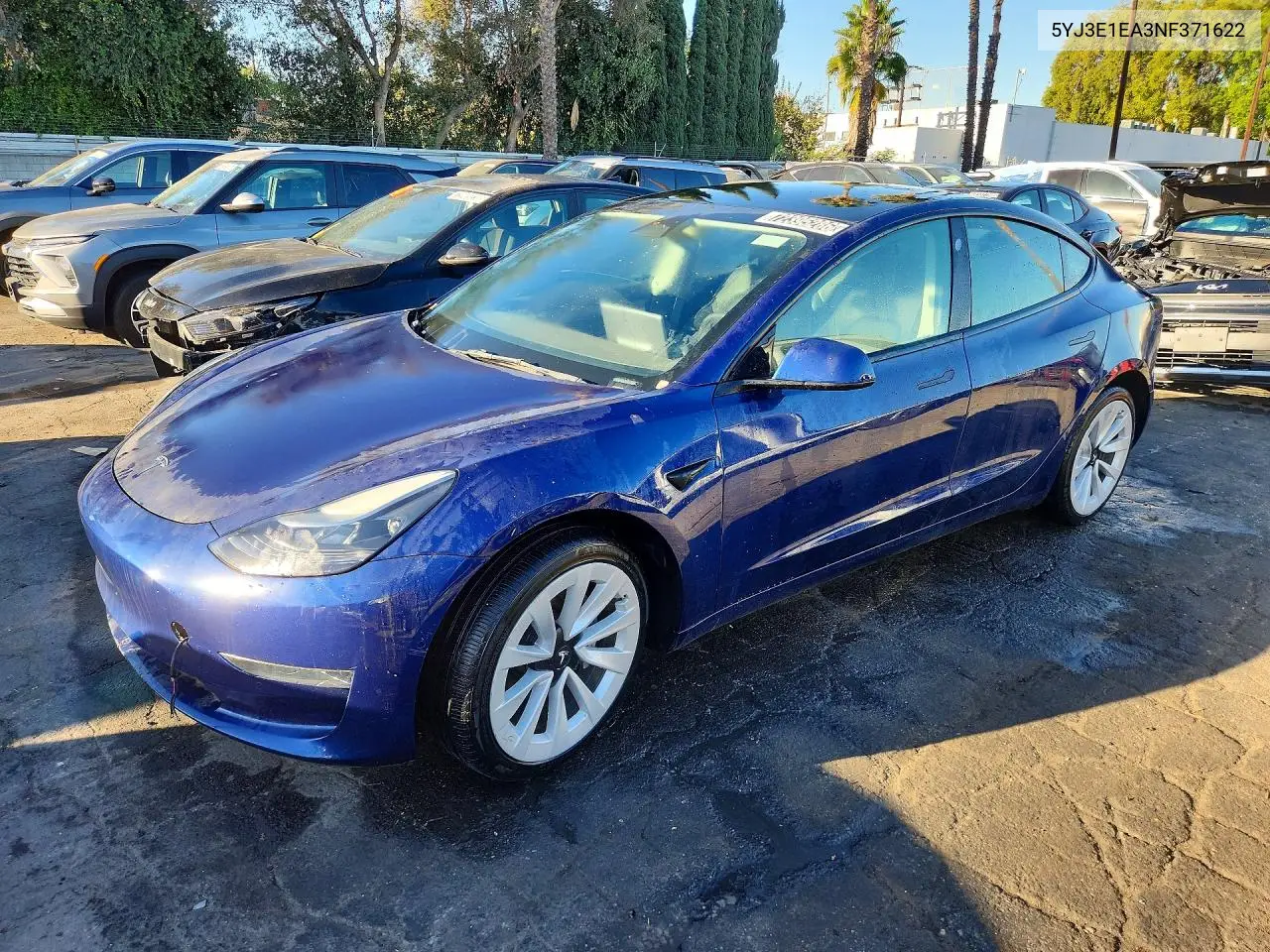 TESLA MODEL 3 2022, VIN 5YJ3E1EA3NF371622
