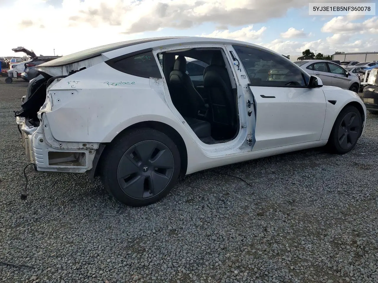 2022 TESLA MODEL 3 VIN 5YJ3E1EB5NF360078 — фото 3
