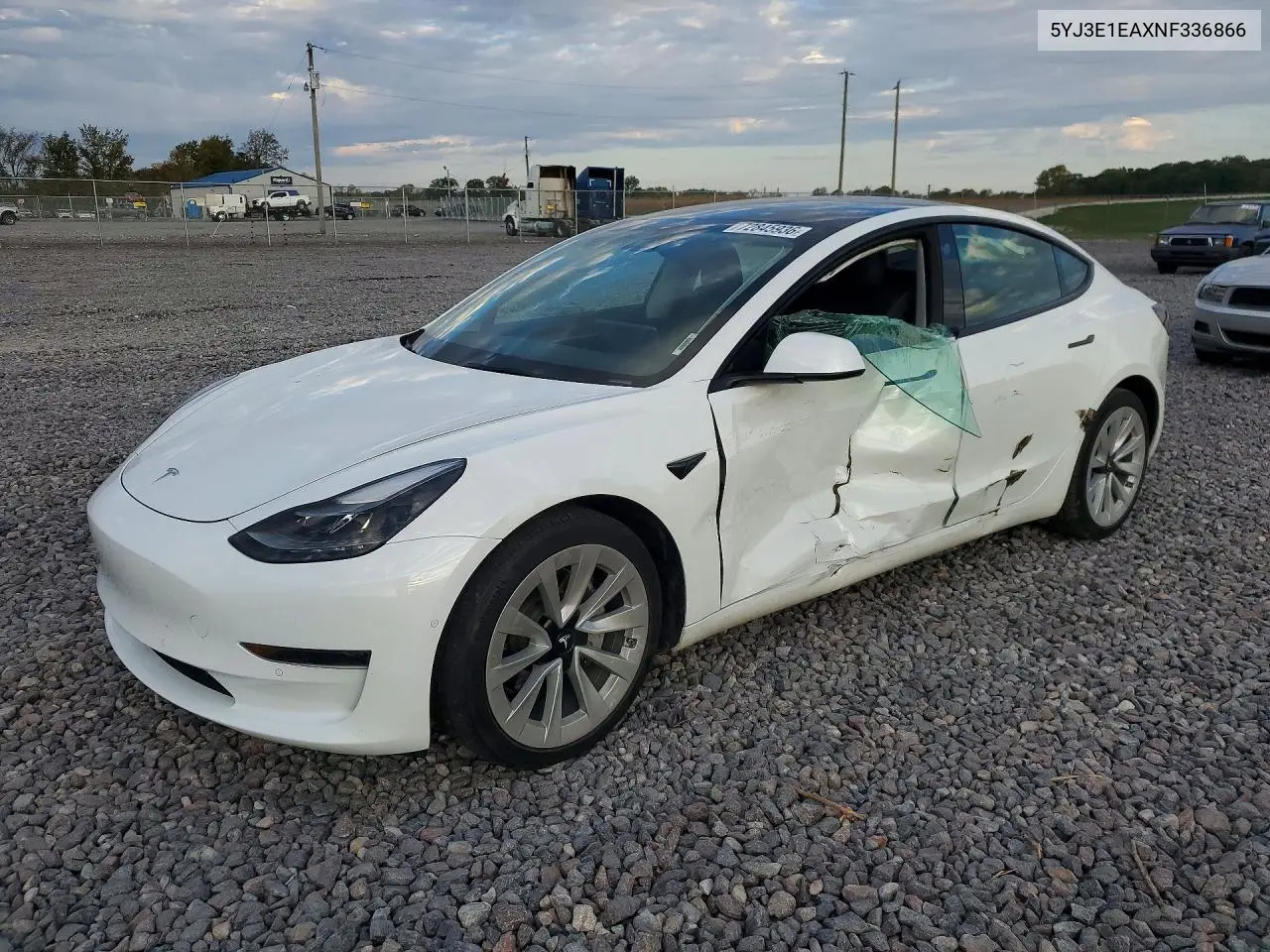 TESLA MODEL 3 2022, VIN 5YJ3E1EAXNF336866