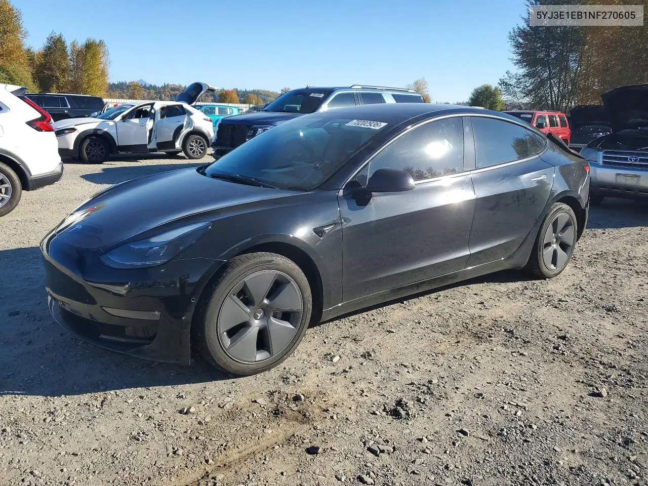 TESLA MODEL 3 2022, VIN 5YJ3E1EB1NF270605
