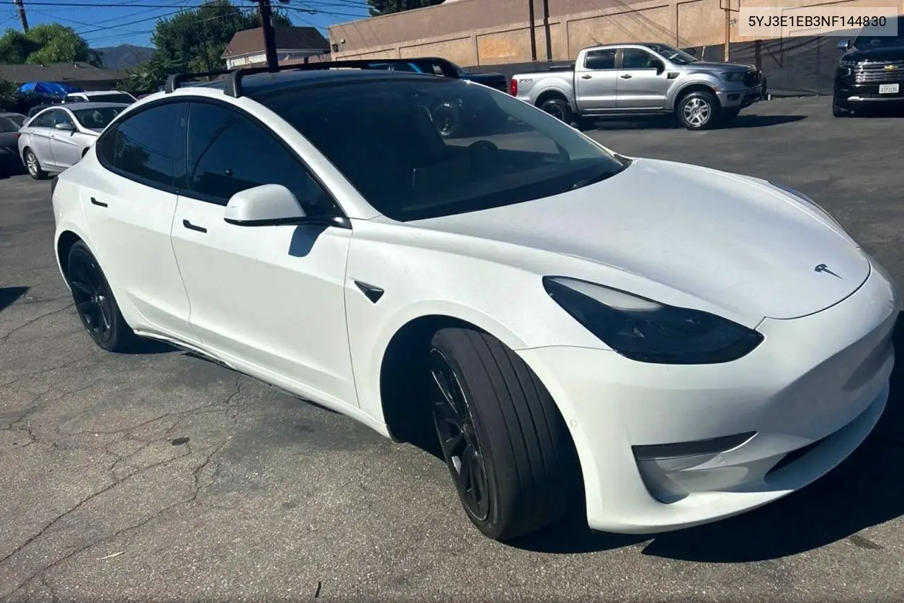TESLA MODEL 3 2022, VIN 5YJ3E1EB3NF144830