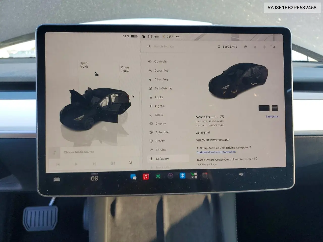 TESLA MODEL 3 2023, VIN 5YJ3E1EB2PF632458