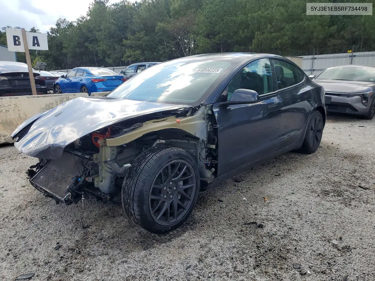 TESLA MODEL 3 2024, VIN 5YJ3E1EB5RF734498