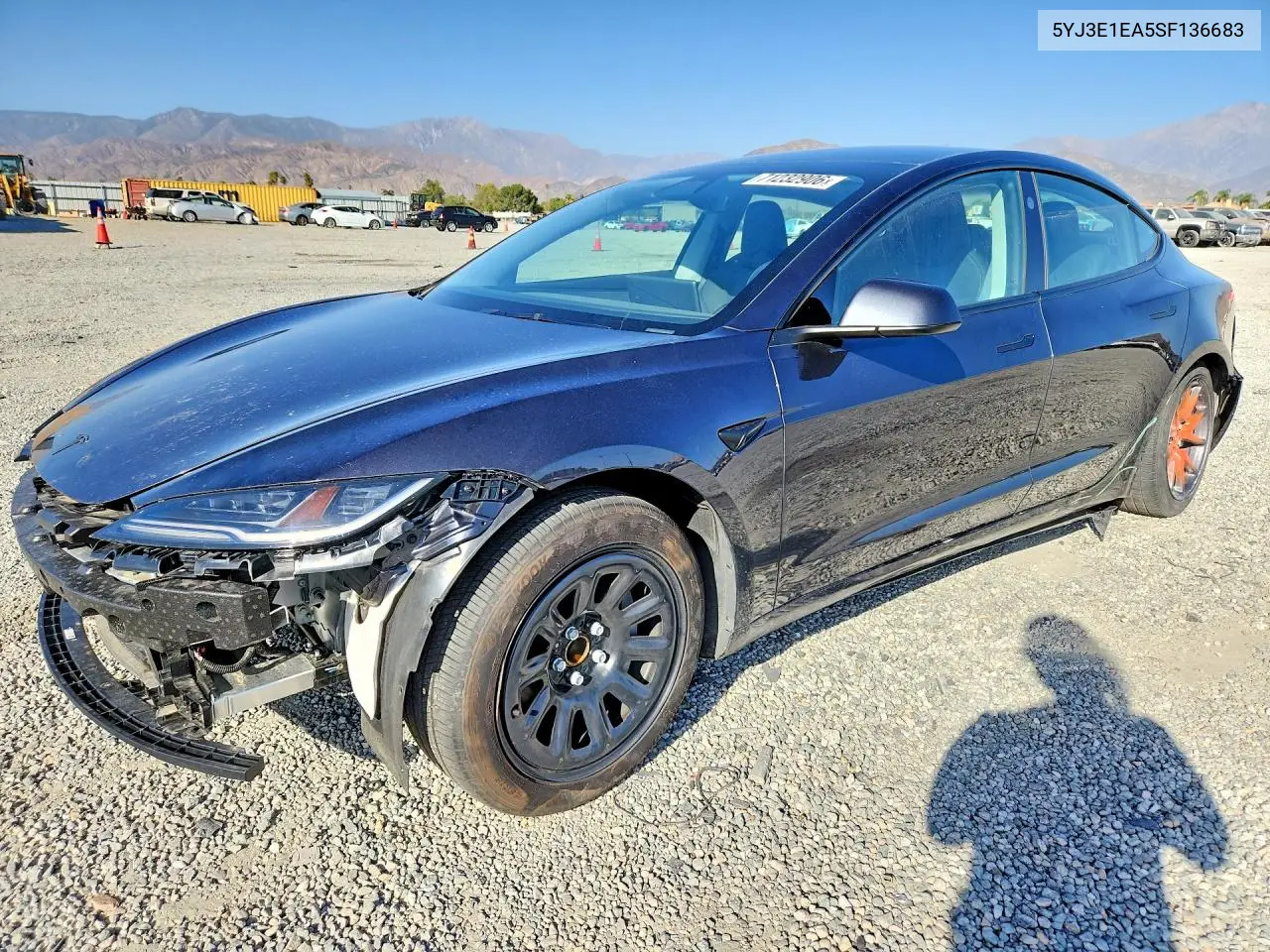 TESLA MODEL 3 2025, VIN 5YJ3E1EA5SF136683