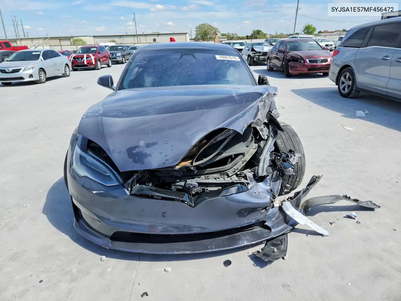 2021 TESLA MODEL S VIN 5YJSA1E57MF456472 — фото 5