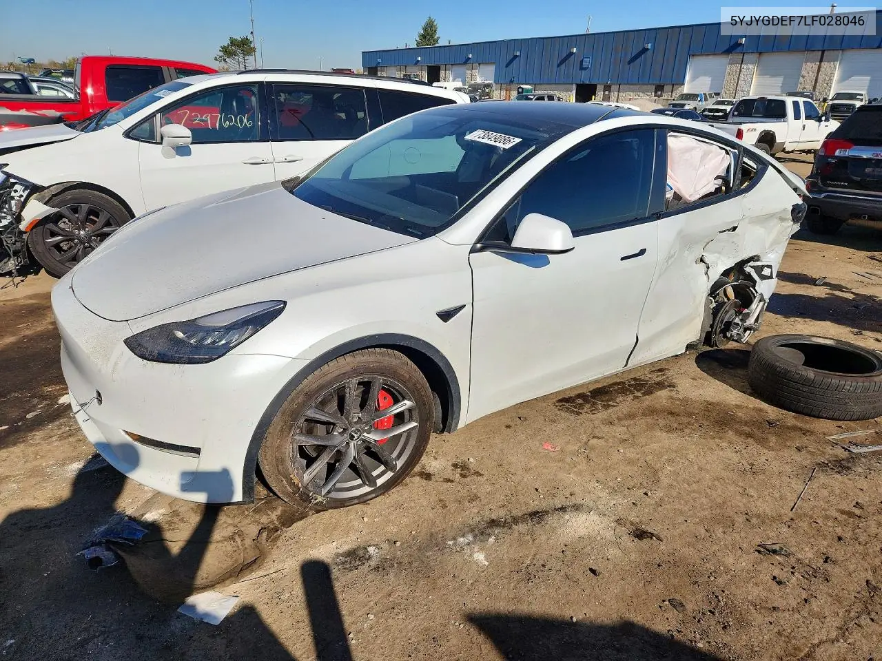 TESLA MODEL Y 2020, VIN 5YJYGDEF7LF028046