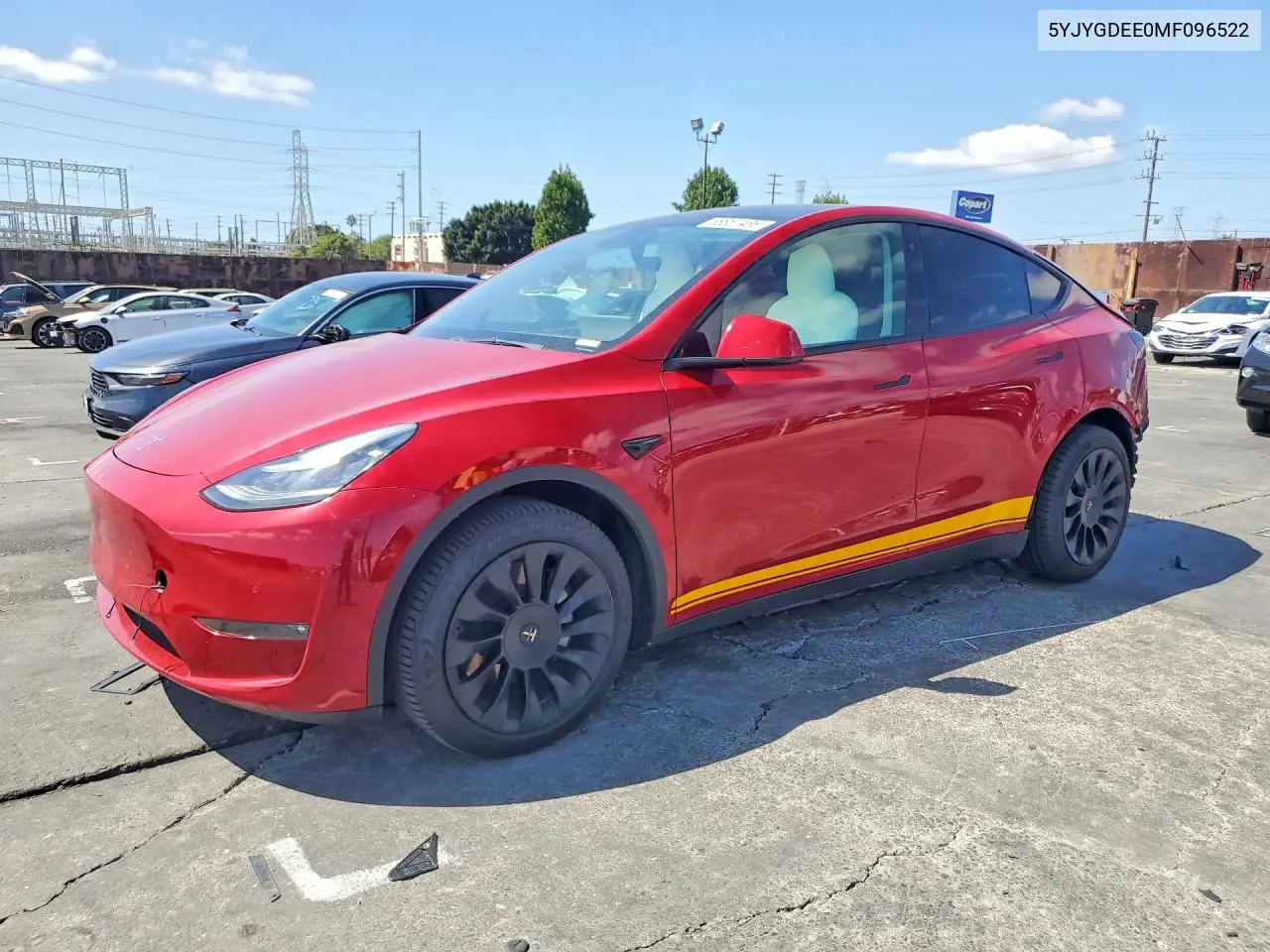 TESLA MODEL Y 2021, VIN 5YJYGDEE0MF096522