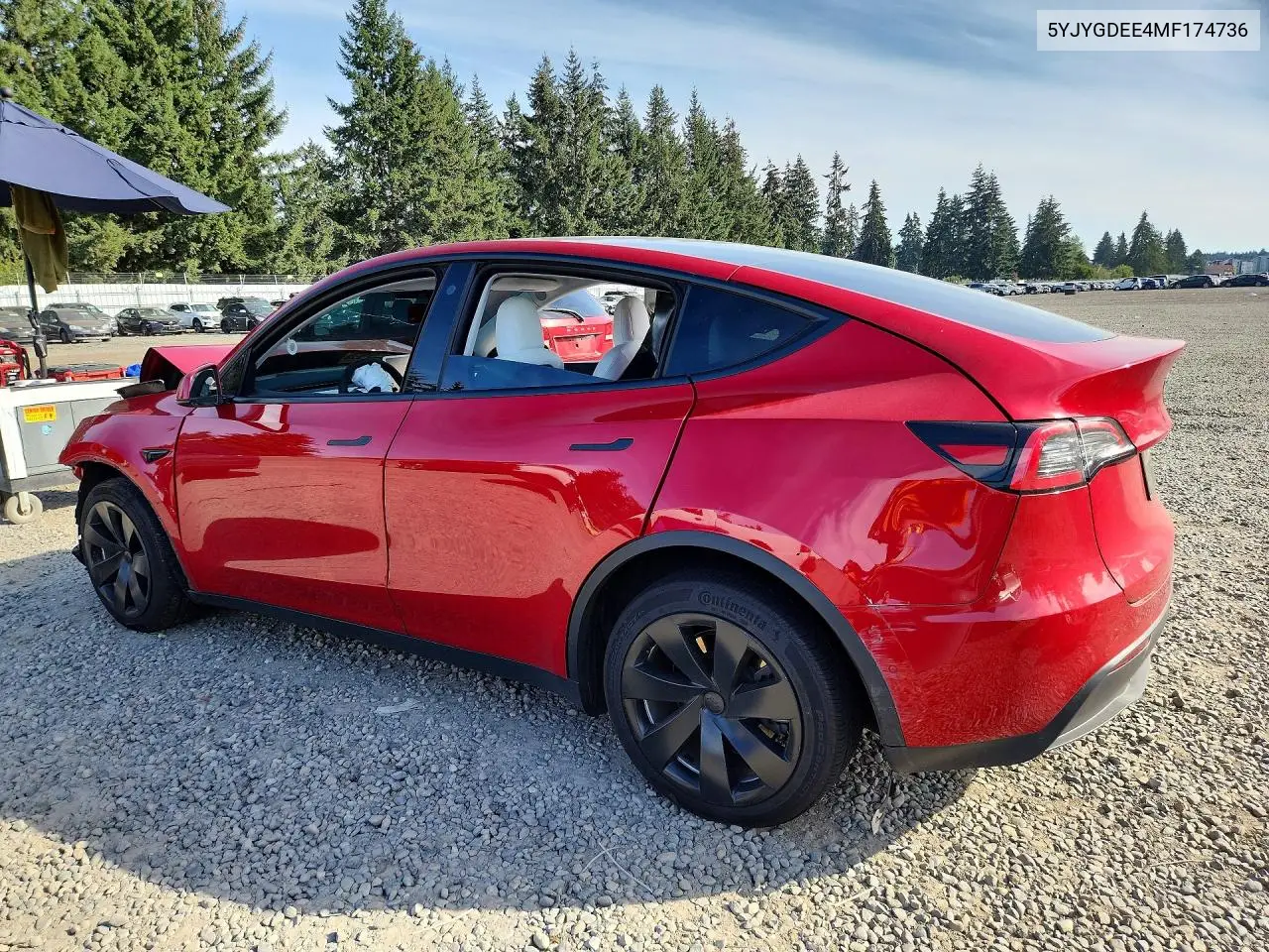 2021 TESLA MODEL Y VIN 5YJYGDEE4MF174736 — фото 2