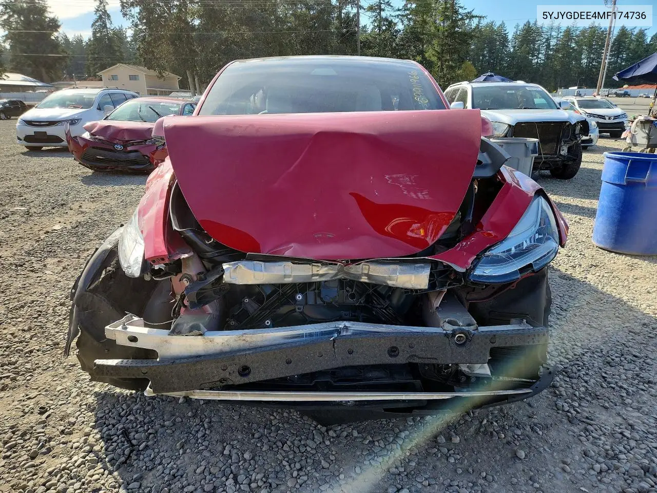 2021 TESLA MODEL Y VIN 5YJYGDEE4MF174736 — фото 5