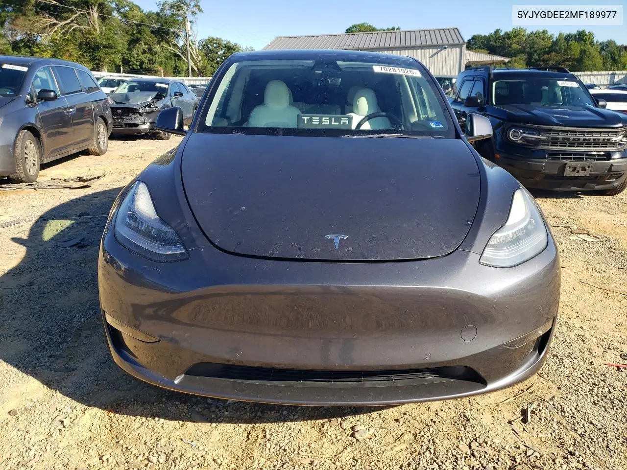 2021 TESLA MODEL Y VIN 5YJYGDEE2MF189977 — фото 5