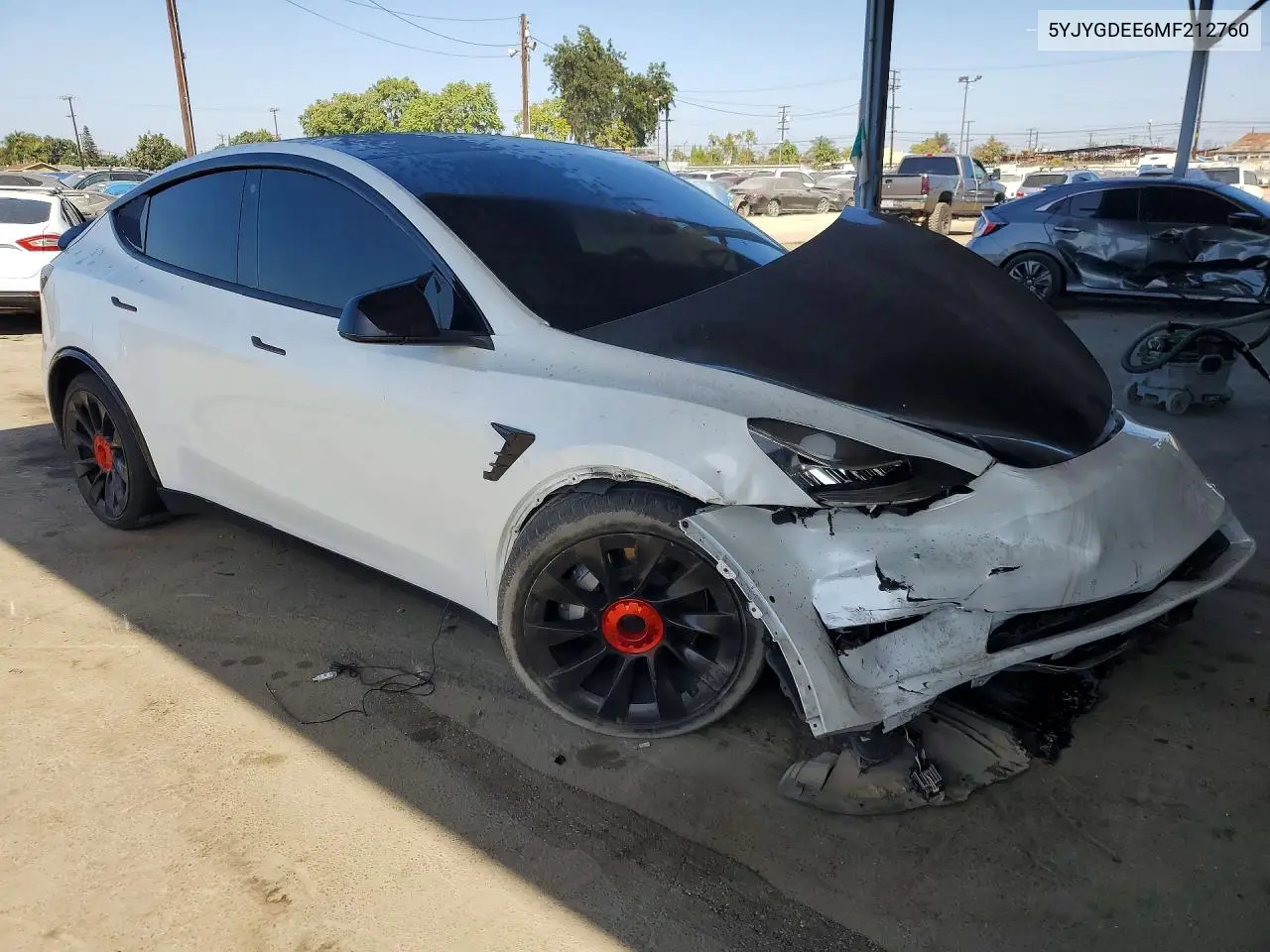 2021 TESLA MODEL Y VIN 5YJYGDEE6MF212760 — фото 4