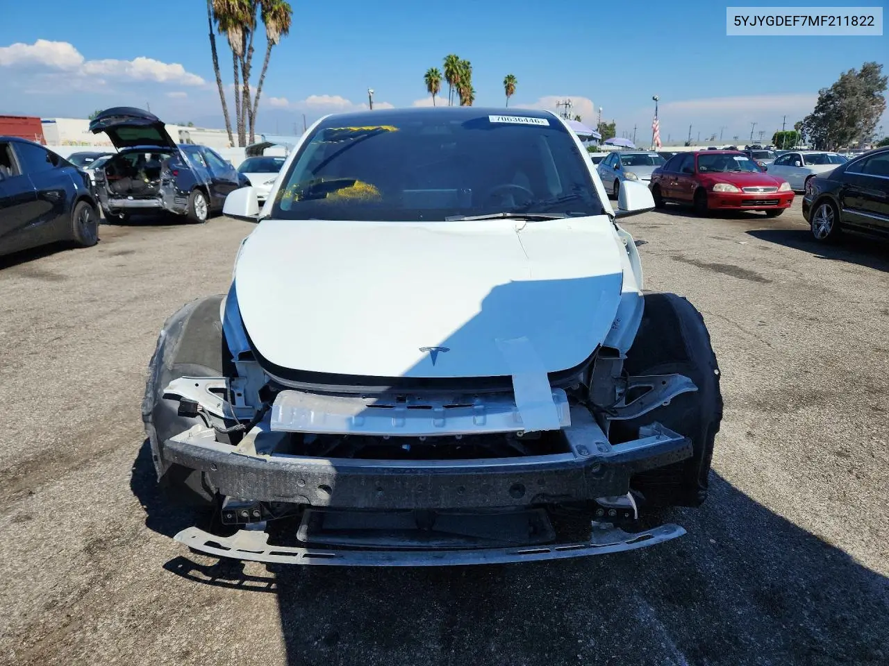 2021 TESLA MODEL Y VIN 5YJYGDEF7MF211822 — фото 5