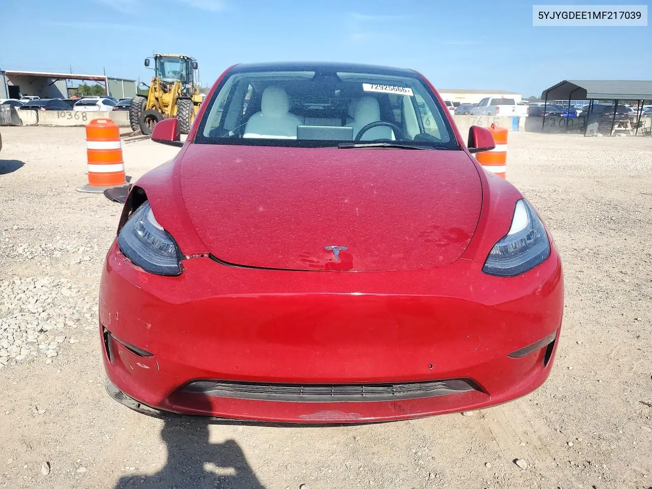 2021 TESLA MODEL Y VIN 5YJYGDEE1MF217039 — фото 5