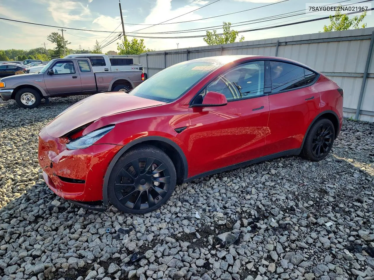 TESLA MODEL Y 2022, VIN 7SAYGDEE2NA021967