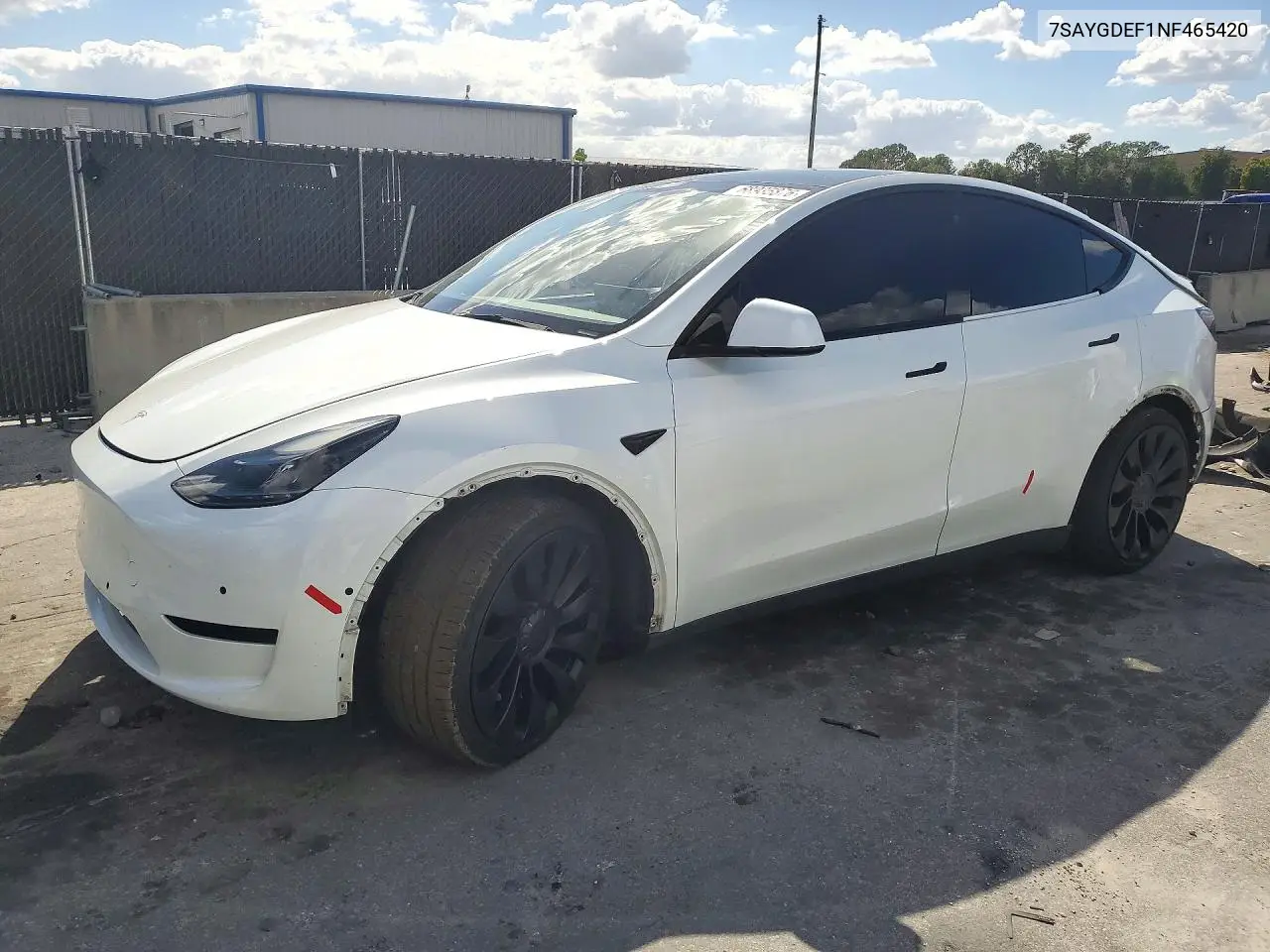 TESLA MODEL Y 2022, VIN 7SAYGDEF1NF465420