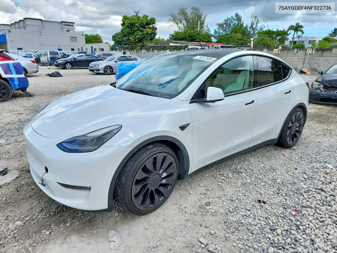 TESLA MODEL Y 2022, VIN 7SAYGDEF4NF322736