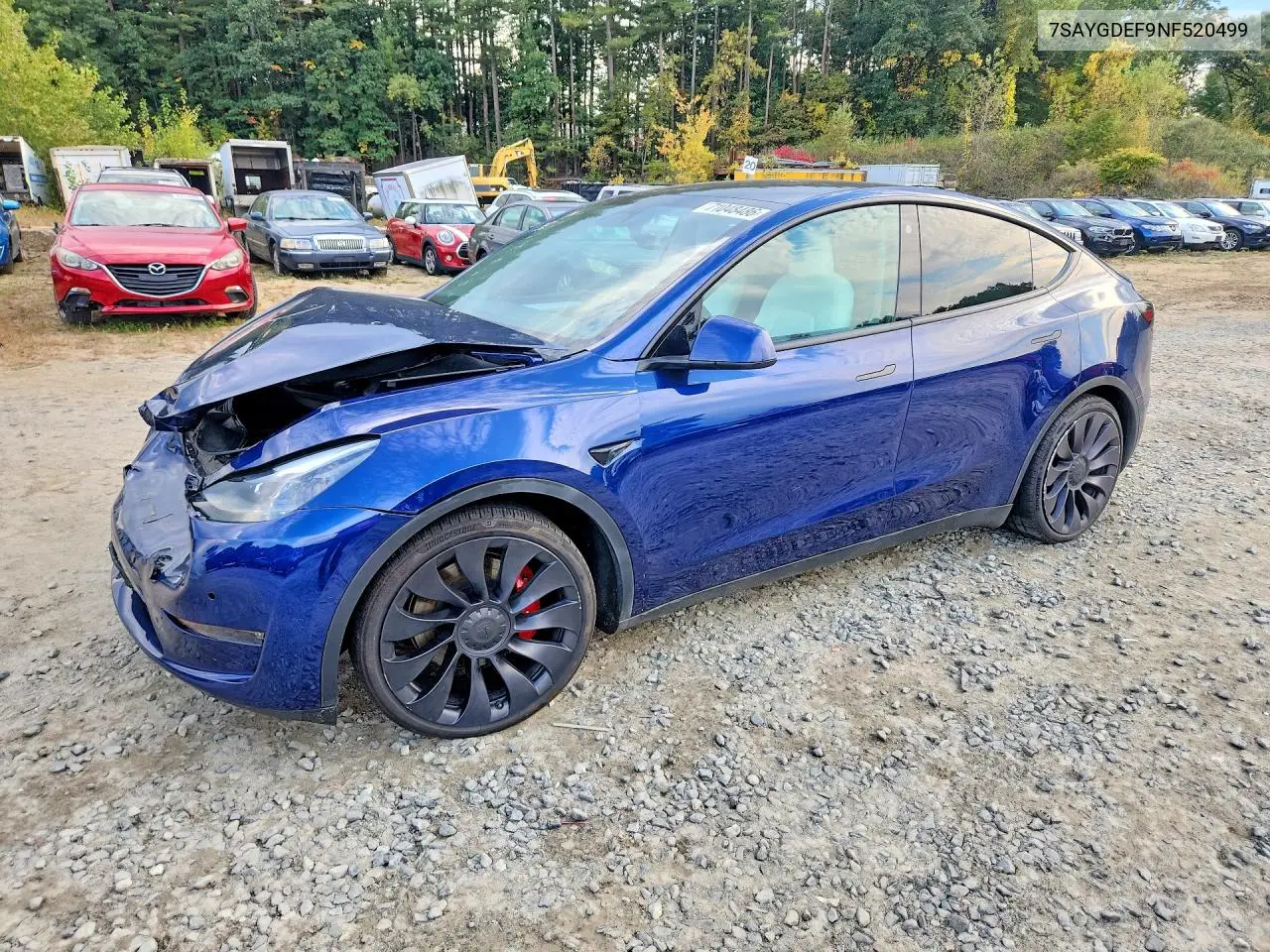 TESLA MODEL Y 2022, VIN 7SAYGDEF9NF520499