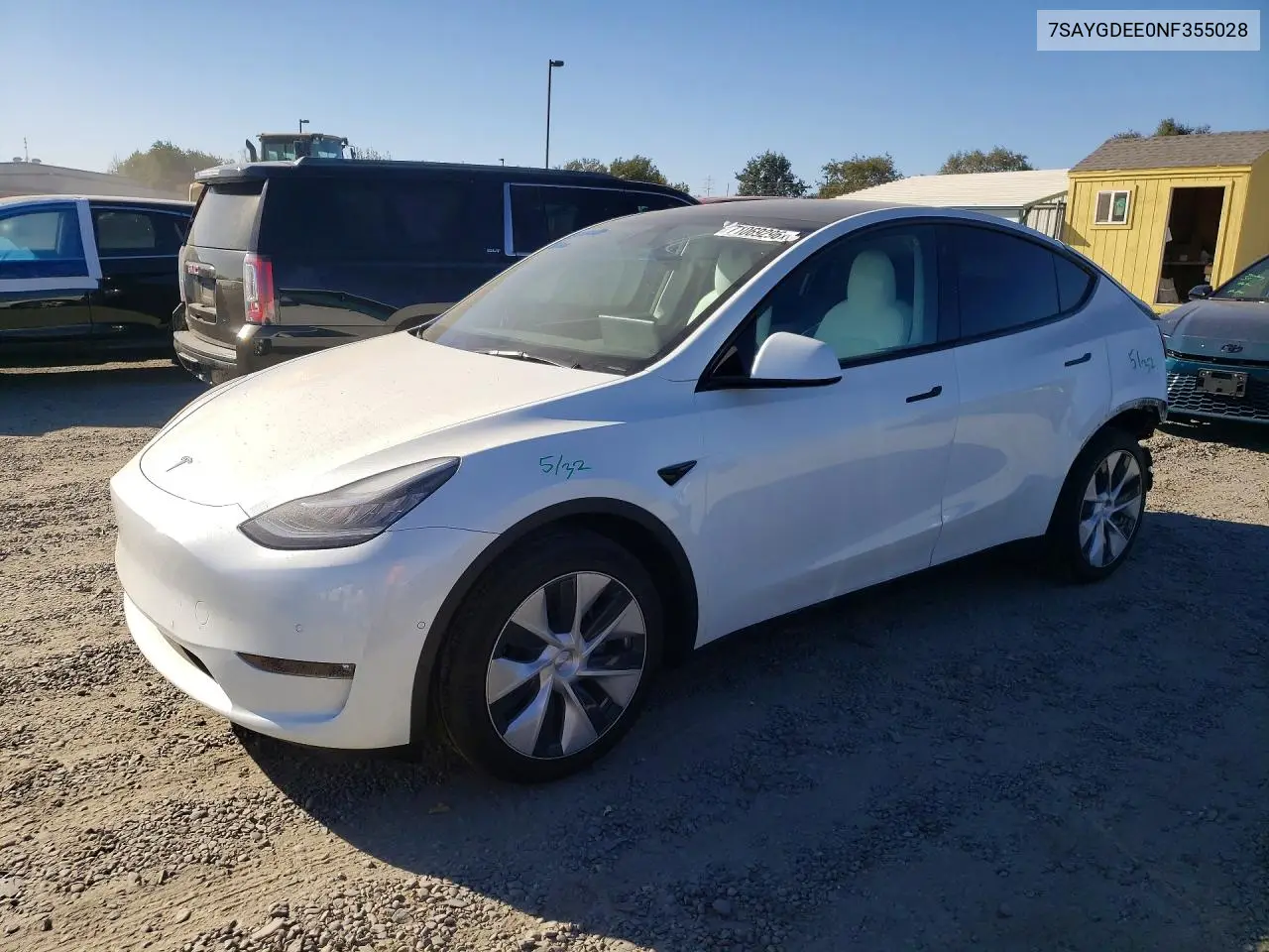 TESLA MODEL Y 2022, VIN 7SAYGDEE0NF355028