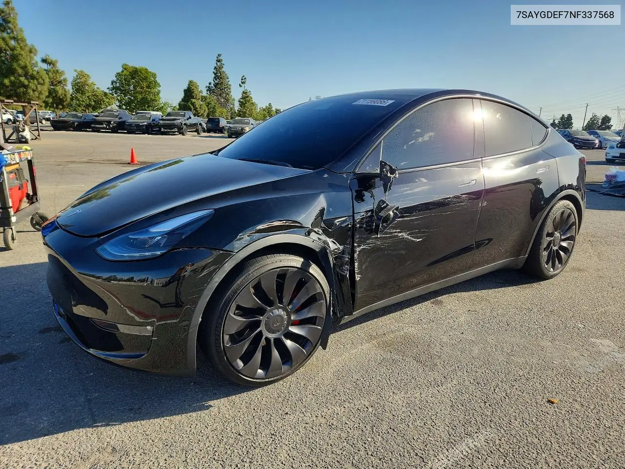 TESLA MODEL Y 2022, VIN 7SAYGDEF7NF337568