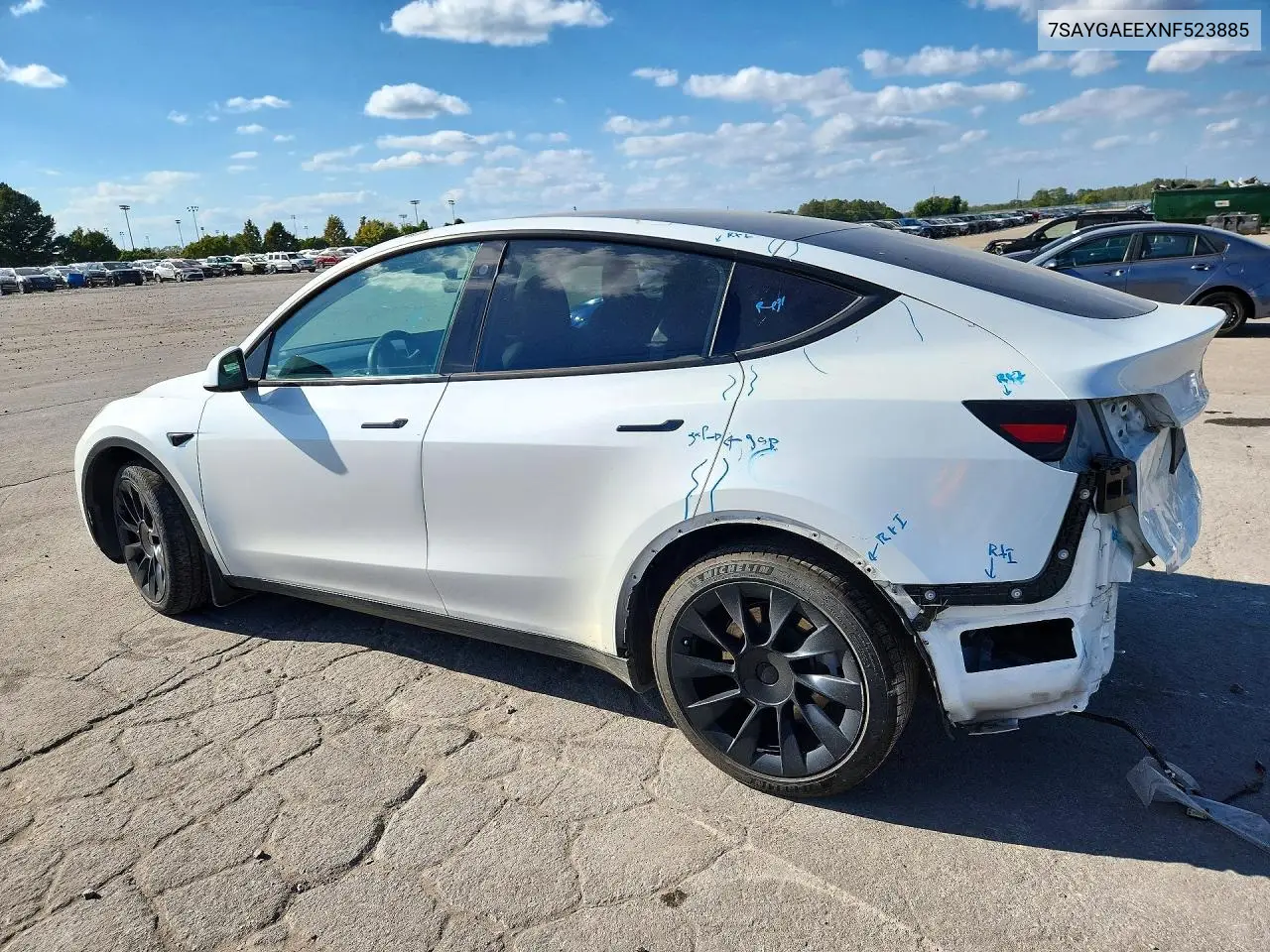 2022 TESLA MODEL Y VIN 7SAYGAEEXNF523885 — фото 2