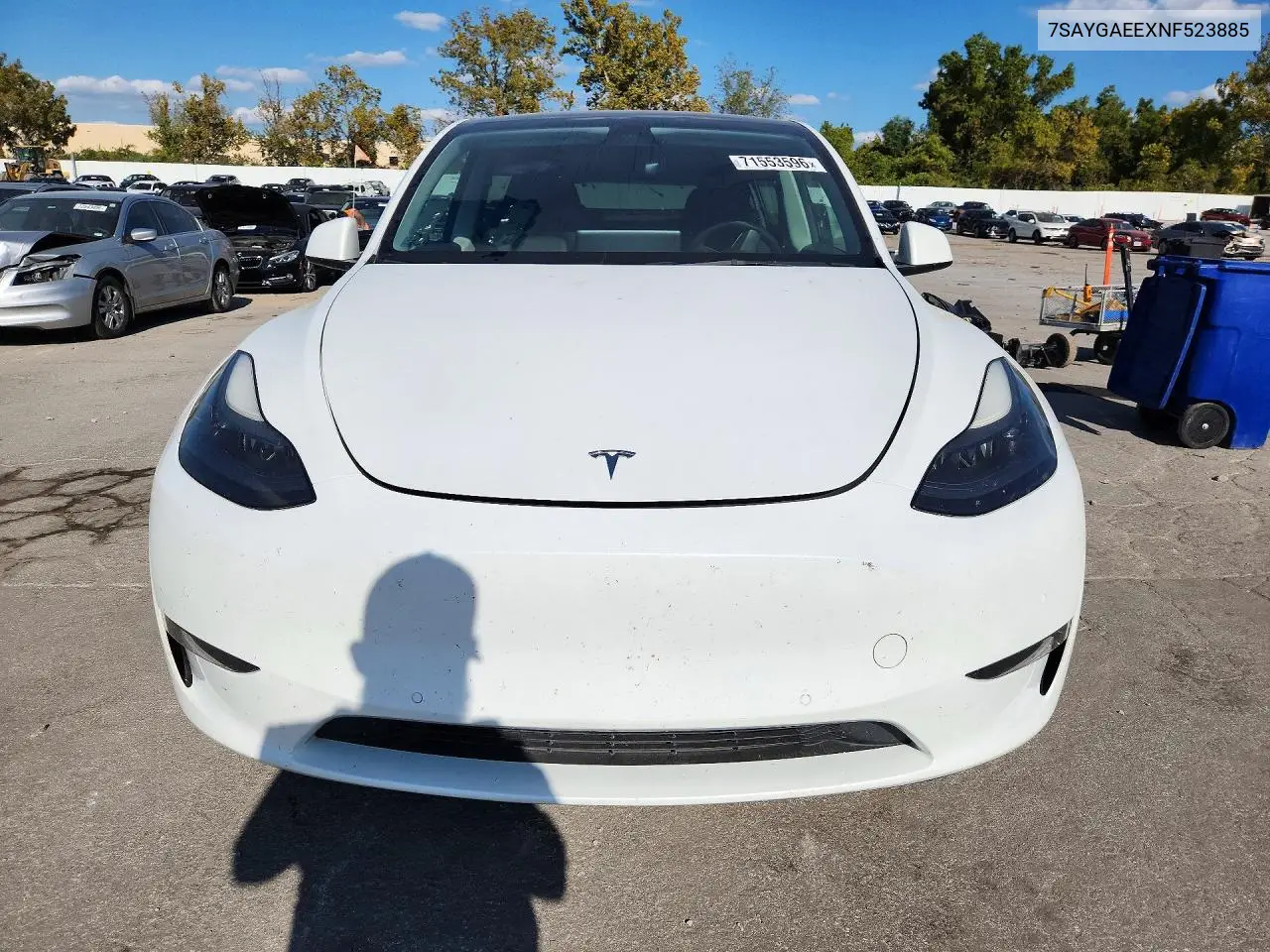 2022 TESLA MODEL Y VIN 7SAYGAEEXNF523885 — фото 5