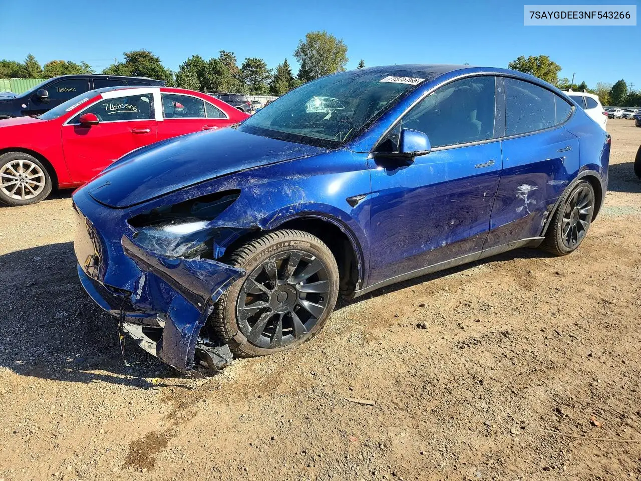 TESLA MODEL Y 2022, VIN 7SAYGDEE3NF543266