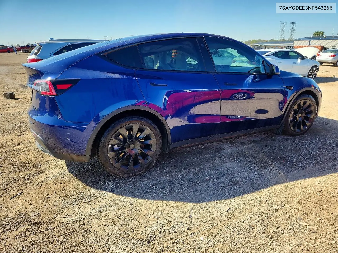 2022 TESLA MODEL Y VIN 7SAYGDEE3NF543266 — фото 3