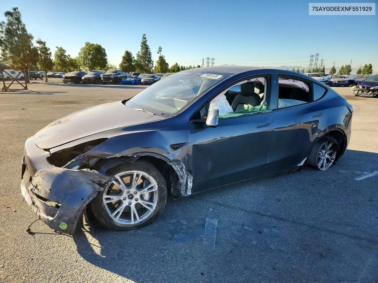 TESLA MODEL Y 2022, VIN 7SAYGDEEXNF551929