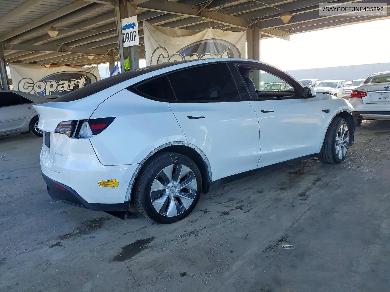 2022 TESLA MODEL Y VIN 7SAYGDEE3NF435892 — фото 3