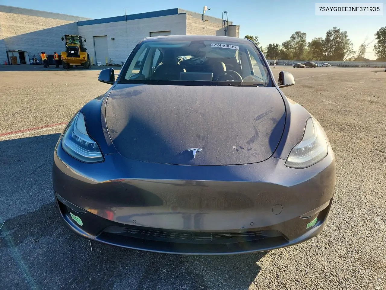 2022 TESLA MODEL Y VIN 7SAYGDEE3NF371935 — фото 5
