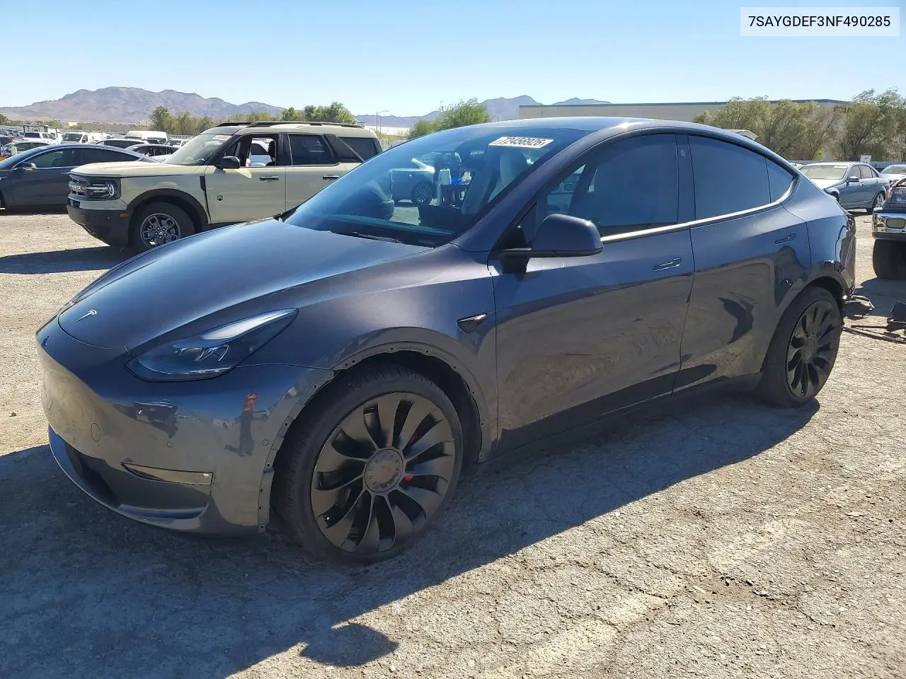 TESLA MODEL Y 2022, VIN 7SAYGDEF3NF490285