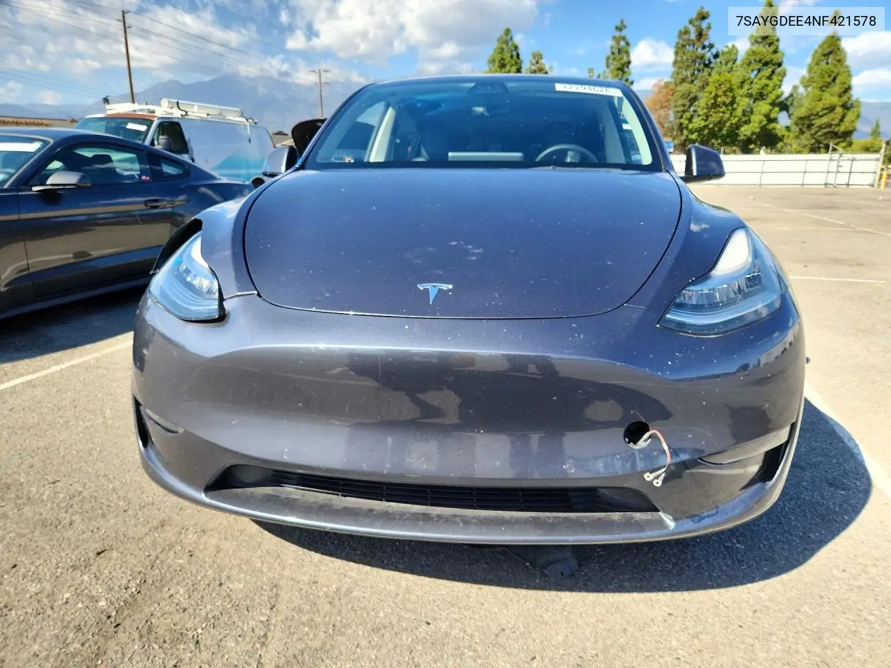 2022 TESLA MODEL Y VIN 7SAYGDEE4NF421578 — фото 5