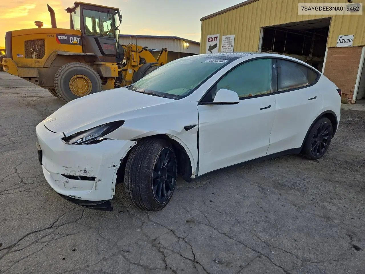 TESLA MODEL Y 2022, VIN 7SAYGDEE3NA019452
