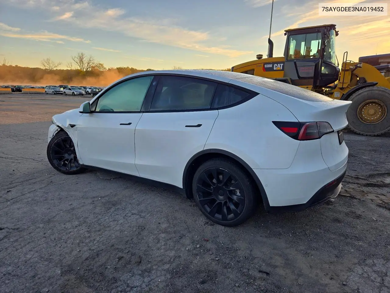 2022 TESLA MODEL Y VIN 7SAYGDEE3NA019452 — фото 2