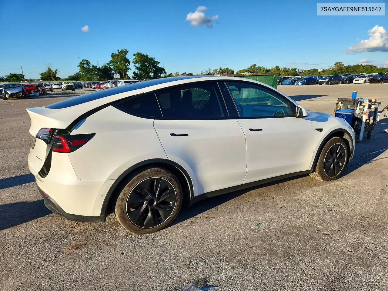 2022 TESLA MODEL Y VIN 7SAYGAEE9NF515647 — фото 3