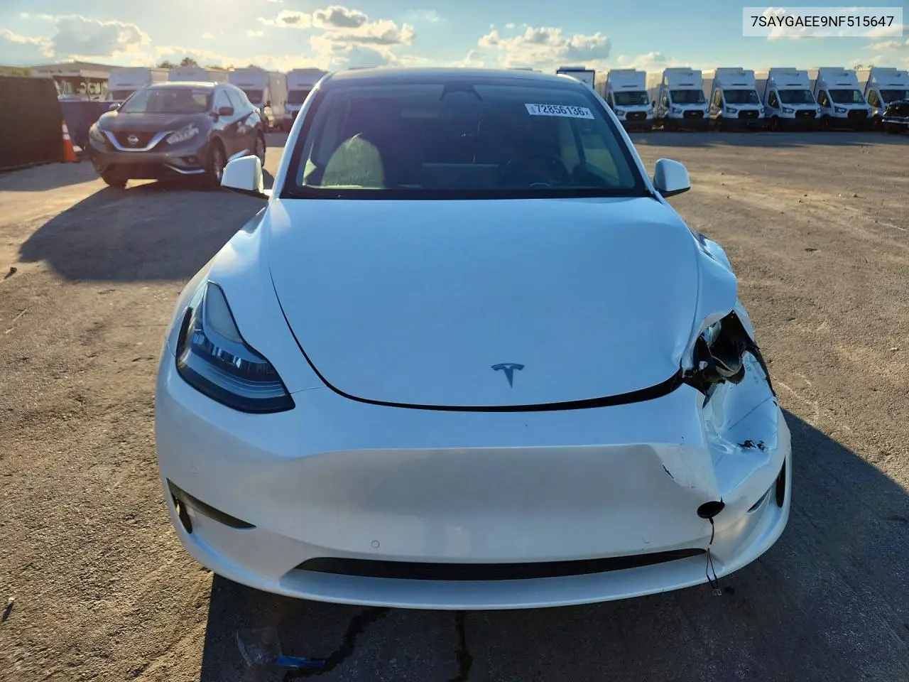 2022 TESLA MODEL Y VIN 7SAYGAEE9NF515647 — фото 5
