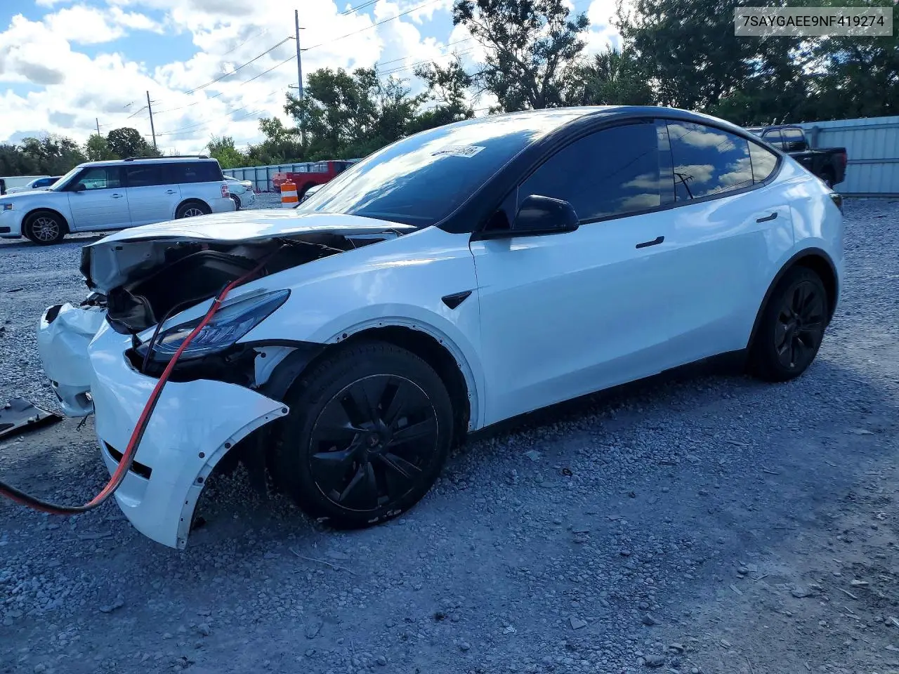 TESLA MODEL Y 2022, VIN 7SAYGAEE9NF419274