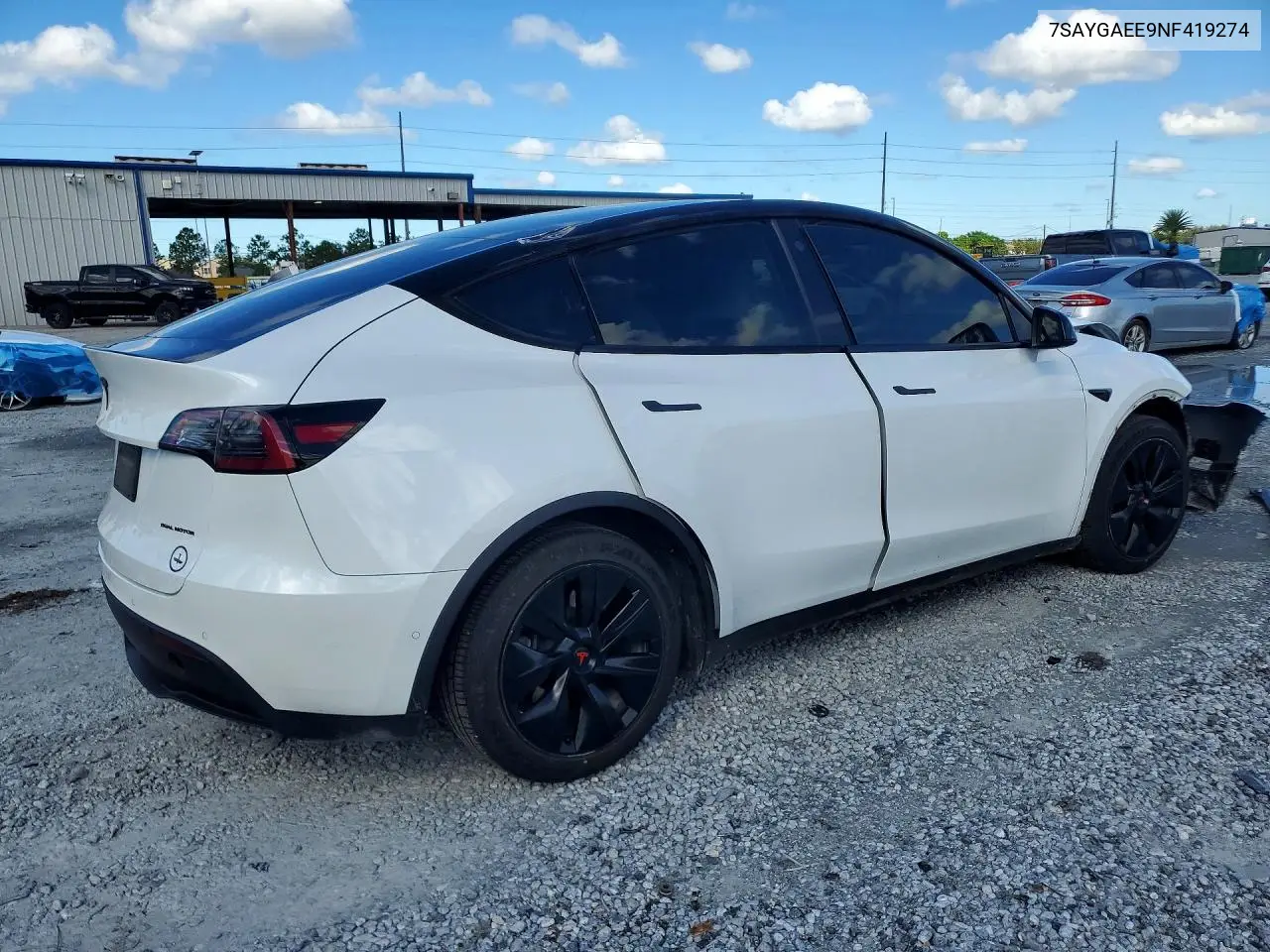 2022 TESLA MODEL Y VIN 7SAYGAEE9NF419274 — фото 3