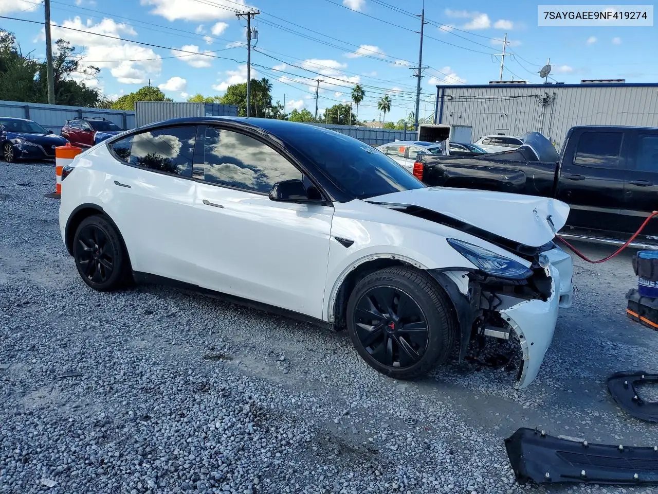 2022 TESLA MODEL Y VIN 7SAYGAEE9NF419274 — фото 4