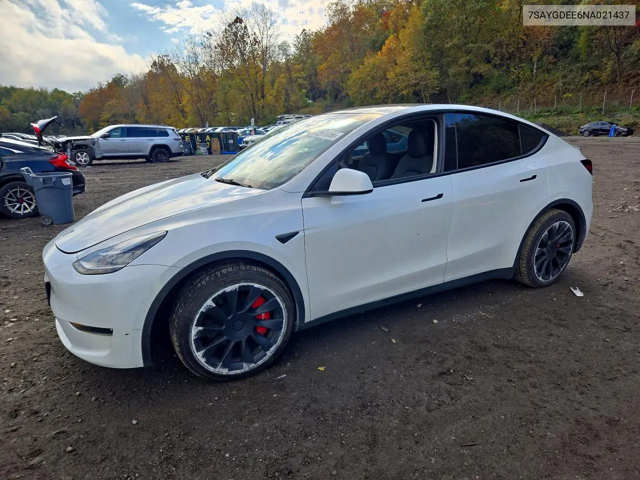 TESLA MODEL Y 2022, VIN 7SAYGDEE6NA021437