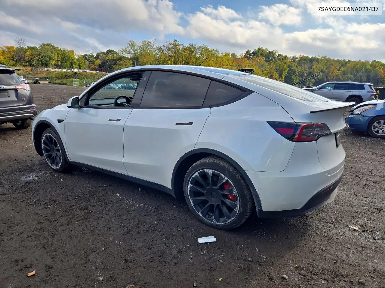2022 TESLA MODEL Y VIN 7SAYGDEE6NA021437 — фото 2