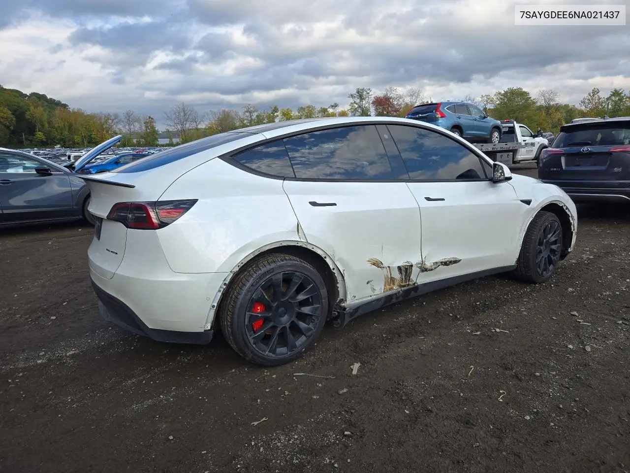 2022 TESLA MODEL Y VIN 7SAYGDEE6NA021437 — фото 3